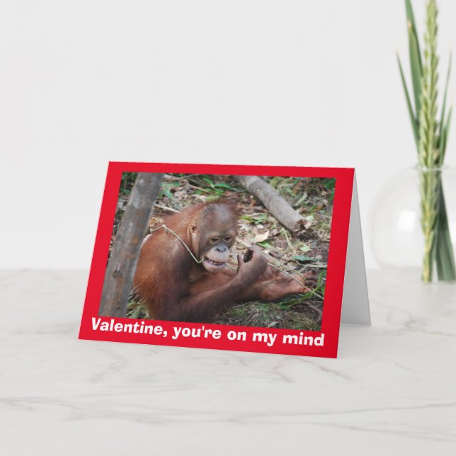Tarjeta Festiva Orangutan Valentine (Anverso)