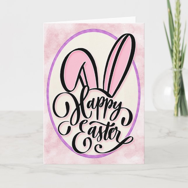 Tarjeta Festiva Orejas de conejo - Feliz Pascua (Anverso)