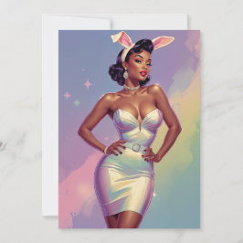 Tarjeta Festiva Orejera de Conejo de Pascua con Pin-Up Negro