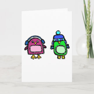 Tarjeta Festiva Orejeras y manoplas los pingüinos buenas fiestas