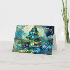 Tarjeta Festiva Organic Jewel Tone Modern Christmas Tree