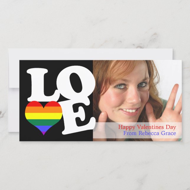 Tarjeta Festiva Orgullo arcoiris Corazón de amor (Anverso)
