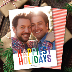 Tarjeta Festiva Orgullo del Arcoíris LGTBQ Felices Fiestas Tarje