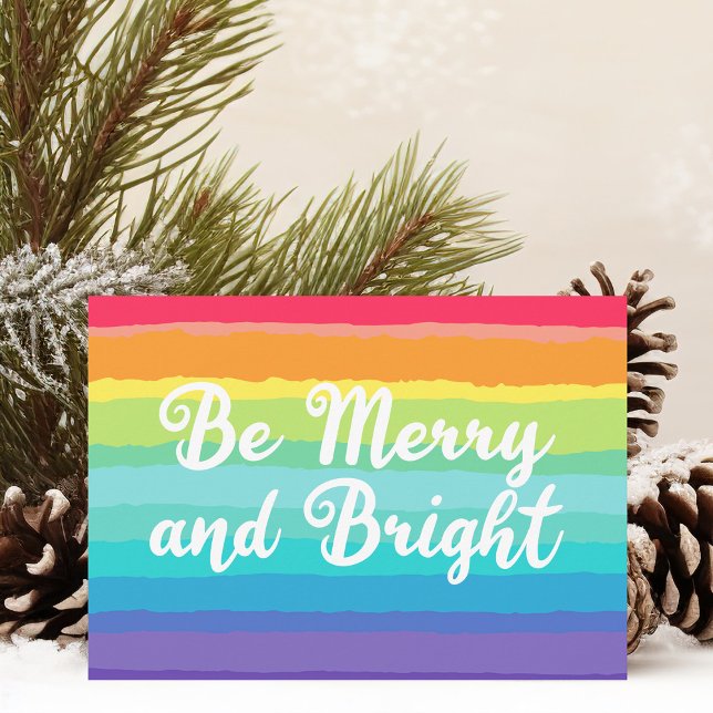 Tarjeta Festiva Orgullo gay amargo y brillante Navidades arcoiris (Subido por el creador)