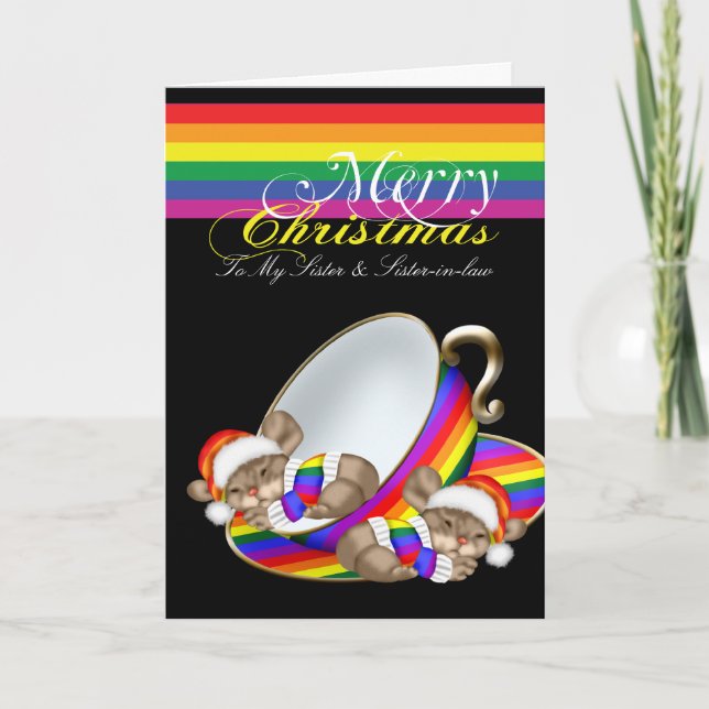 Tarjeta Festiva Orgullo Gay Navidades singulares ratones de equipo (Anverso)