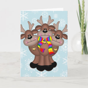 Tarjeta Festiva Orgullo gay Navidades singulares renos