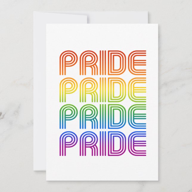 Tarjeta Festiva Orgullo Retro Arcoíris (Anverso)