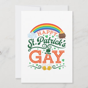 Tarjeta Festiva Orgulloso Arcoíris del Día de San Patricio Gay LGB