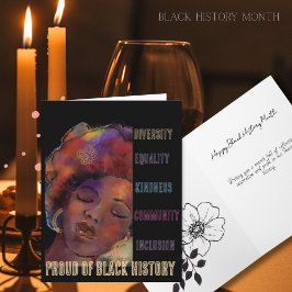 Tarjeta Festiva Orgulloso de la Historia Negra Acuarela Comunidad