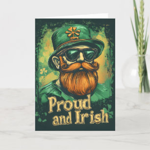 Tarjeta Festiva Orgulloso e irlandés Funny Leprechaun San Patricio