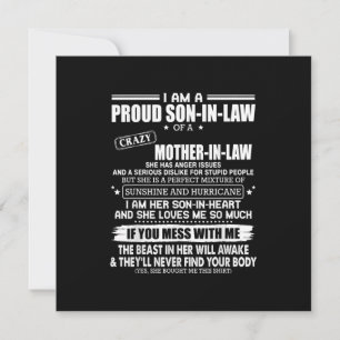 Tarjeta Festiva Orgulloso Hijo De Una Madre Loca En Derecho Regalo
