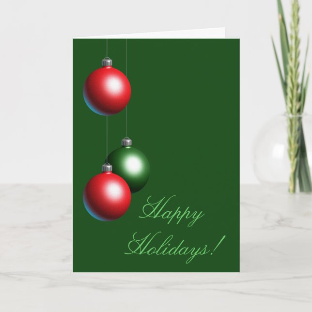Tarjeta Festiva Ornamen Happy Holidays Card on Evergreen (Anverso)