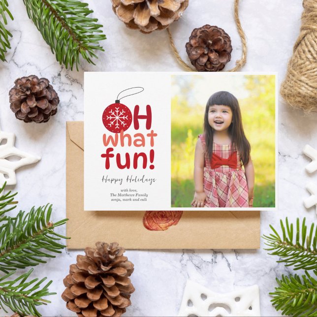 Tarjeta Festiva Ornament Fun Flat Holiday Card (Subido por el creador)