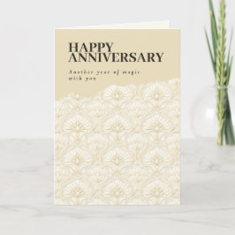Tarjeta Festiva Ornamental Art Deco – Ivory Anniversary Card