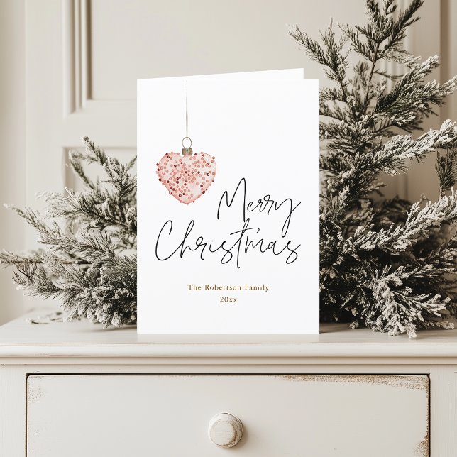Tarjeta Festiva Ornamento cardíaco de Navidades minimalistas (Subido por el creador)