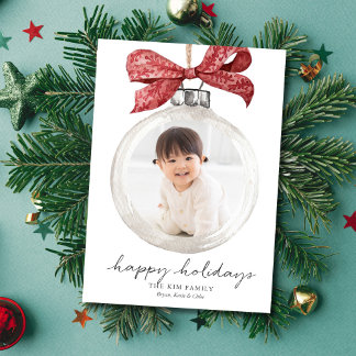 Tarjeta Festiva Ornamento con Navidades de Bow Photo