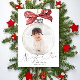 Tarjeta Festiva Ornamento con Navidades de Bow Photo
