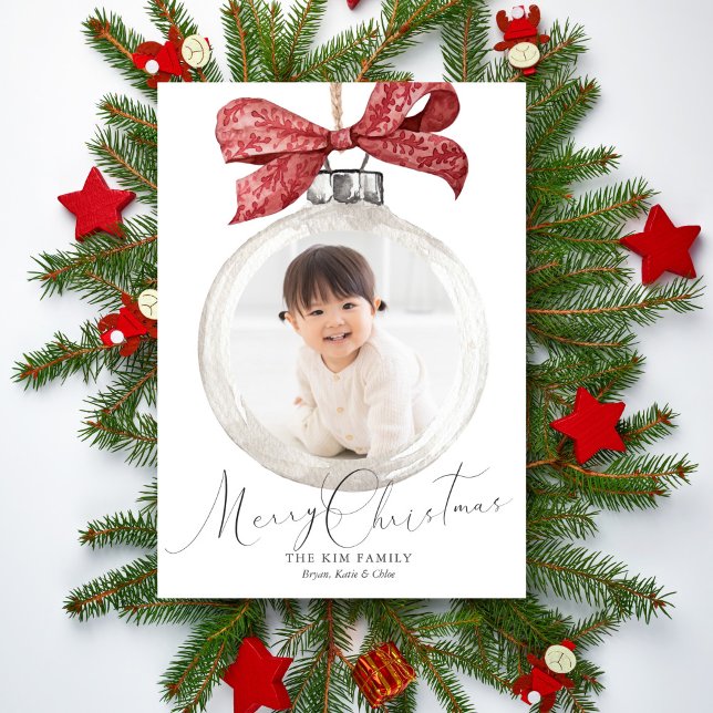 Tarjeta Festiva Ornamento con Navidades de Bow Photo (Subido por el creador)
