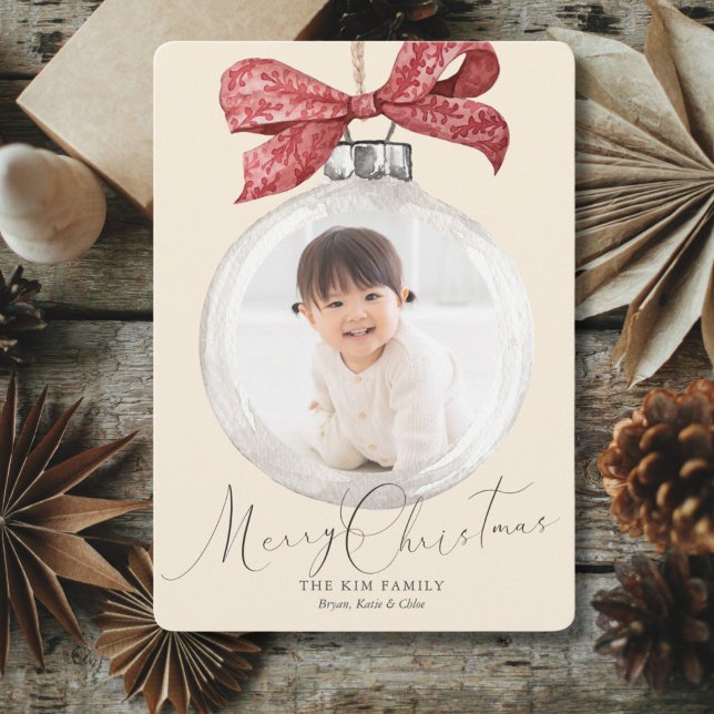 Tarjeta Festiva Ornamento con Navidades de Bow Photo (Subido por el creador)