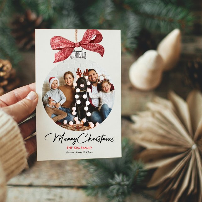 Tarjeta Festiva Ornamento con Navidades de Bow Photo (Subido por el creador)