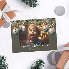 Tarjeta Festiva Ornamento de acuarela fotográfica de 2023