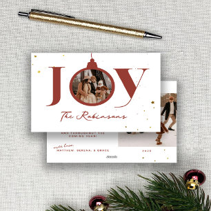 Tarjeta Festiva Ornamento de Alegría de la familia Merry Christmas