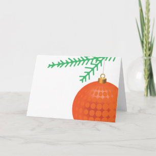 Tarjeta Festiva Ornamento de bolas naranjas con puntos en blanco