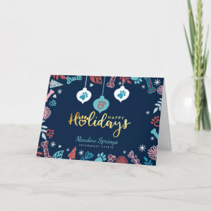 Tarjeta Festiva Ornamento de impresión de Mascota floral y follaje