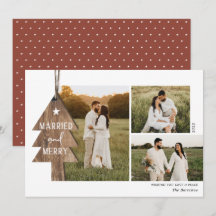 Ornamento de Madera Rústica recién casado 3 Navida