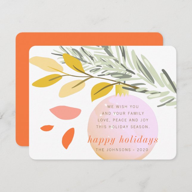 Tarjeta Festiva Ornamento de nieve en invierno de Navidades modern (Anverso / Reverso)