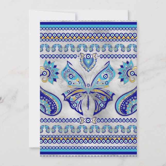 Tarjeta Festiva Ornamento de ojos malvados de mariposa (Anverso)