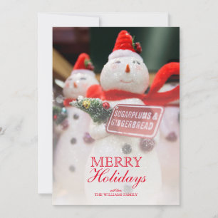 Tarjeta Festiva Ornamento de Snowman hecho a mano