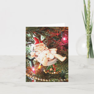 Tarjeta Festiva Ornamento del baño de burbujas de Santa
