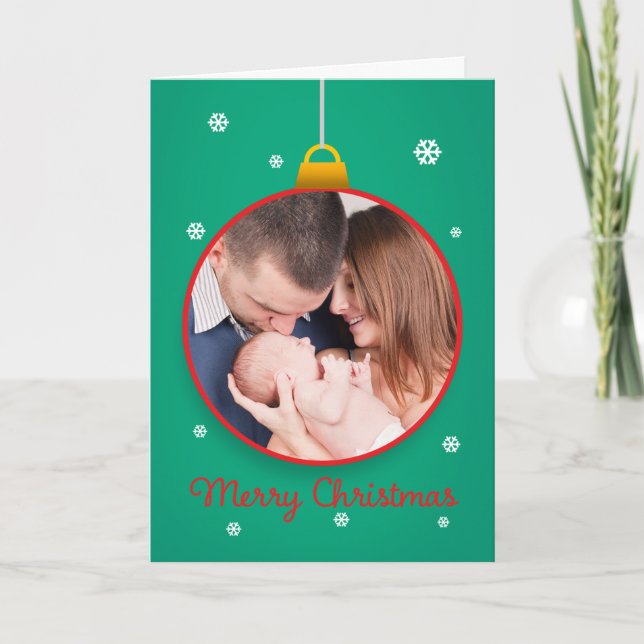 Tarjeta Festiva Ornamento del marco de imagen del Personalizado na (Anverso)