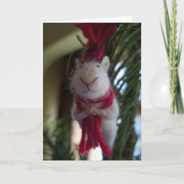 Tarjeta Festiva Ornamento del ratón del fieltro