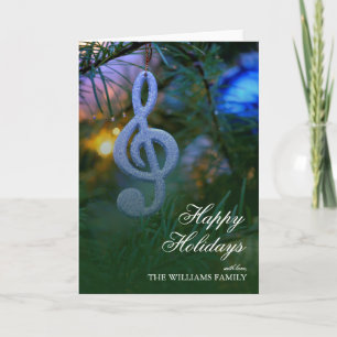 Tarjeta Festiva Ornamento del símbolo de música del árbol de