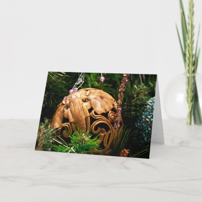 Tarjeta Festiva Ornamento elefante (Anverso)