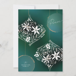 Tarjeta Festiva Ornamento floral verde oscuro no fotográfico