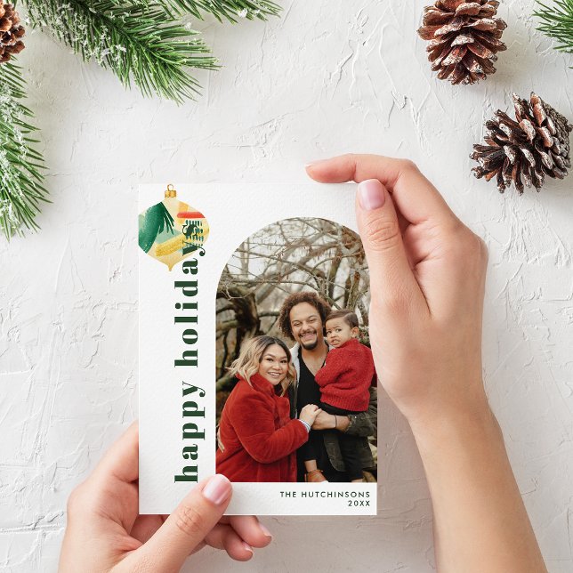 Tarjeta Festiva Ornamento moderno de árbol de acuarela y arco foto (Subido por el creador)