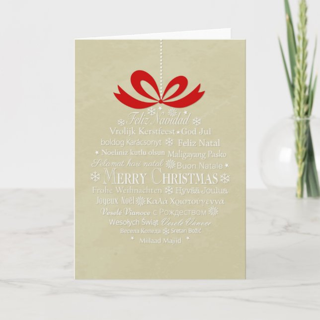 Tarjeta Festiva Ornamento navideño de Feliz (Anverso)