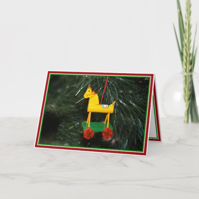 Tarjeta Festiva Ornamento navideño de pijama amarillo pequeño (Anverso)