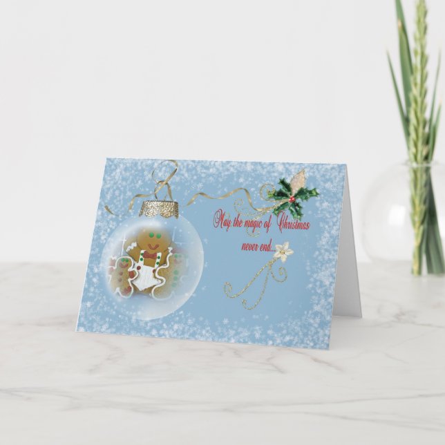 Tarjeta Festiva Ornamento navideño del hombre del jengibre (Anverso)