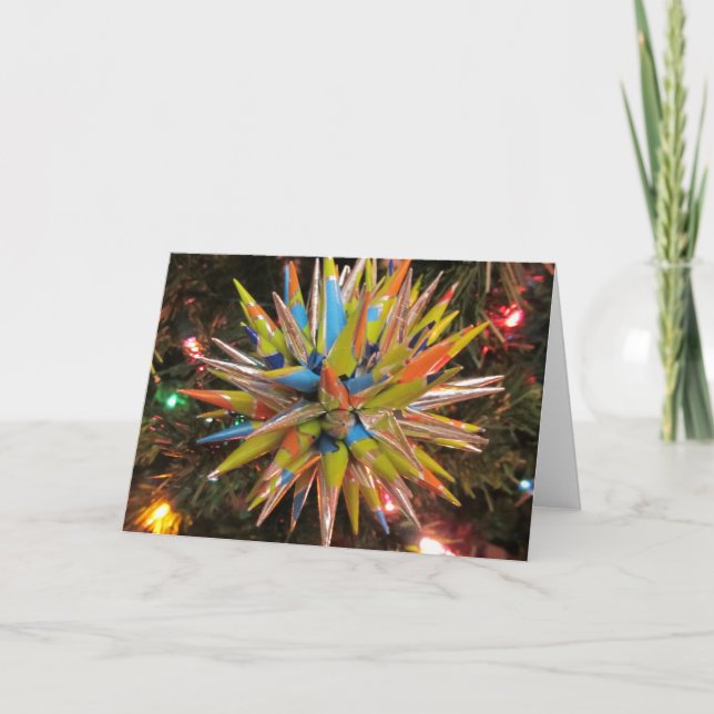 Tarjeta Festiva Ornamento navideño estelar polaco (Anverso)