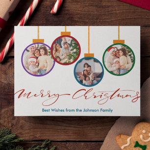 Tarjeta Festiva Ornamento navideño moderno brillante 4 Navidades d