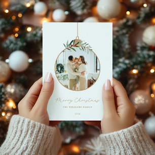 Tarjeta Festiva Ornamento navideño moderno Fotos navideñas