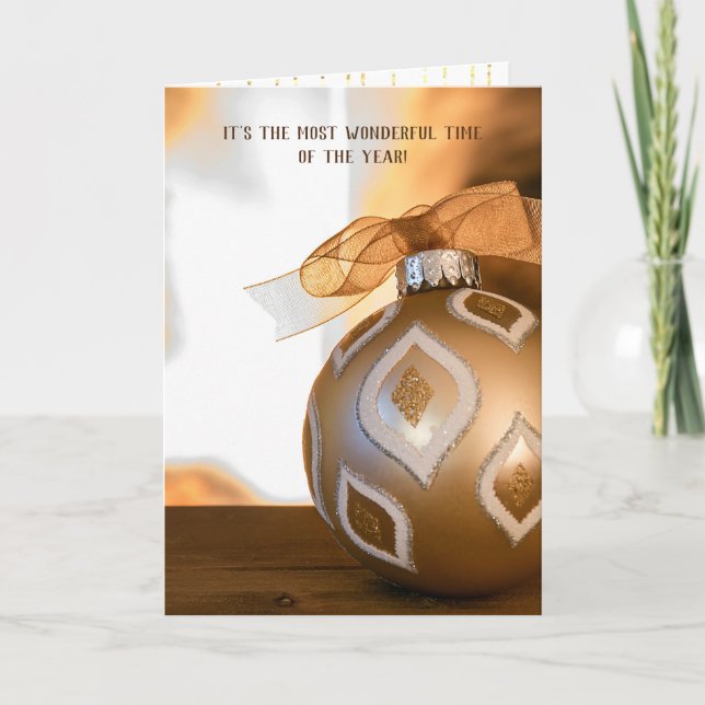 Tarjeta Festiva Ornamento navideño por chimenea (Anverso)