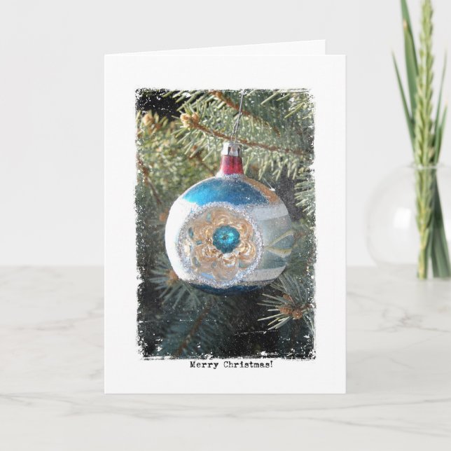 Tarjeta Festiva Ornamento navideño vintage (Anverso)
