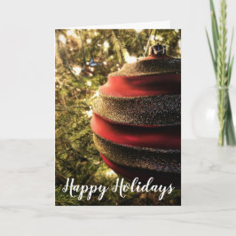 Tarjeta Festiva Ornamento rojo y oro de los navidades