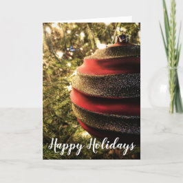 Tarjeta Festiva Ornamento rojo y oro de los navidades