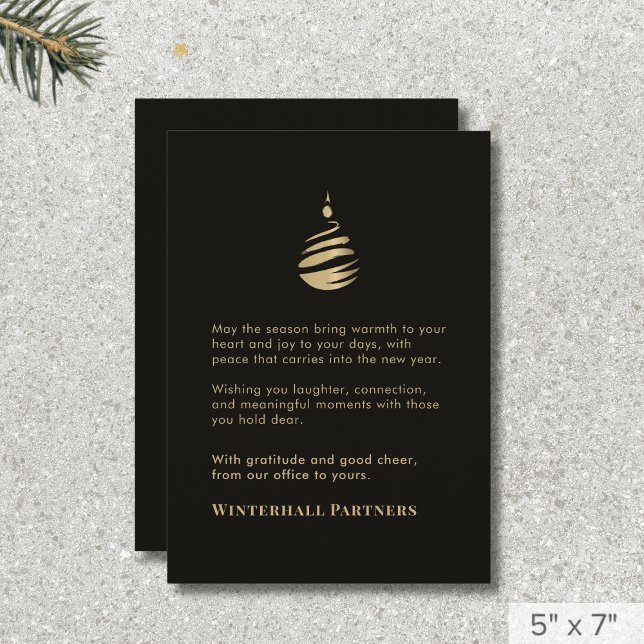 Tarjeta Festiva Ornamento simple moderno de oro negro (Subido por el creador)